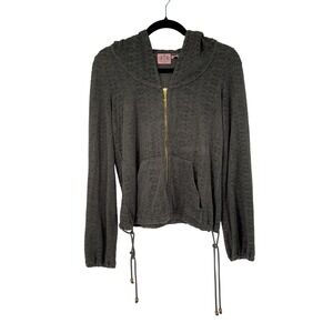 Juicy Couture Y2K Terry Cloth Hoodie‎ Olive Green Full Zip Drawstring Jacket